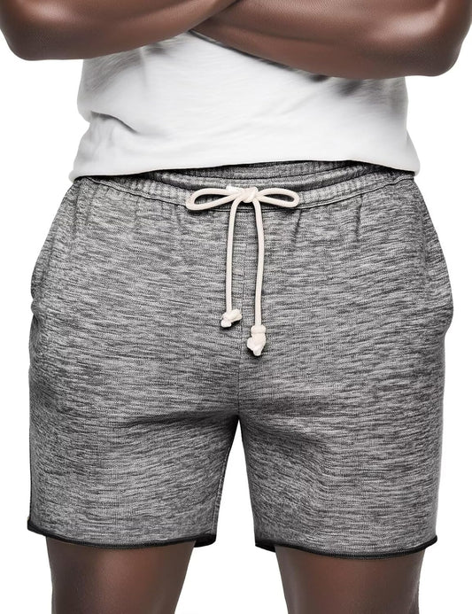 Mens Lounge Shorts Knit Terry Cloth Drawstring Athletic Sweat Shorts with Pockets 6 Inch